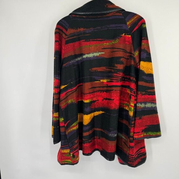 Ali Miles Womens southwestern pattern Cardigan Jacket Size Large faux leather - Picture 11 of 15